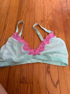 Victoria's Secret Mint Green Bralette with Pink Lace